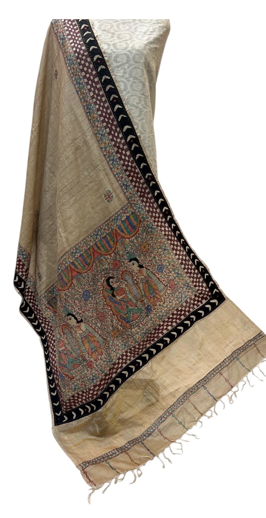 Hand-woven Desi Tussar Silk Dupatta- Ram Sita Swayamvar